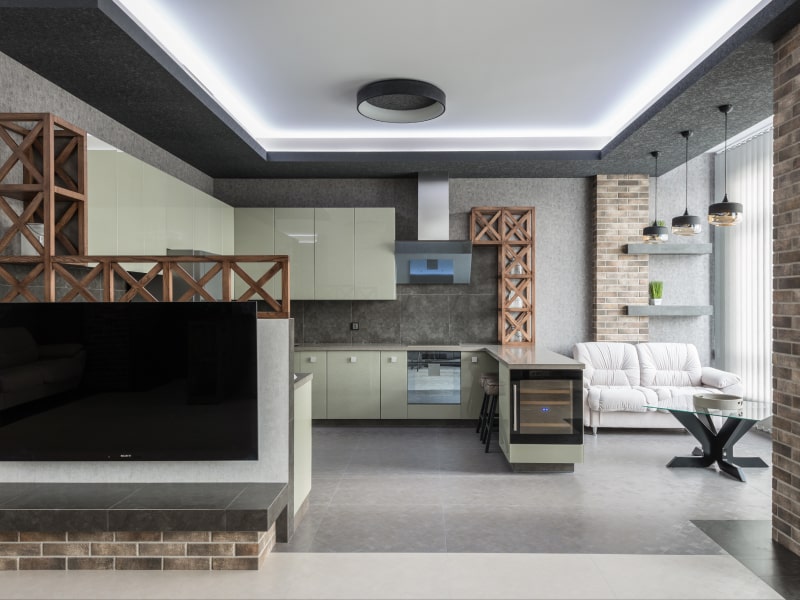 Brick POP design for kitchen without ceiling - Beautiful Homes