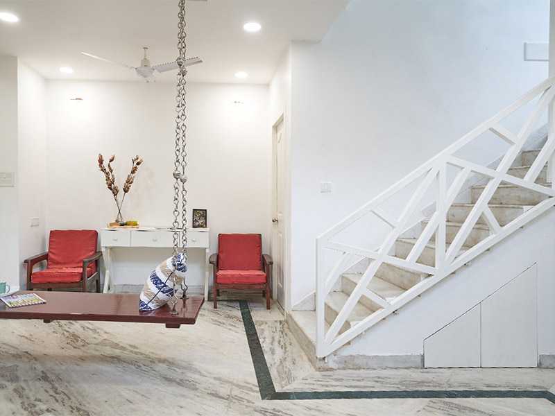 All white living room of this Chennai villa has light coloured scheme - Beautiful Homes