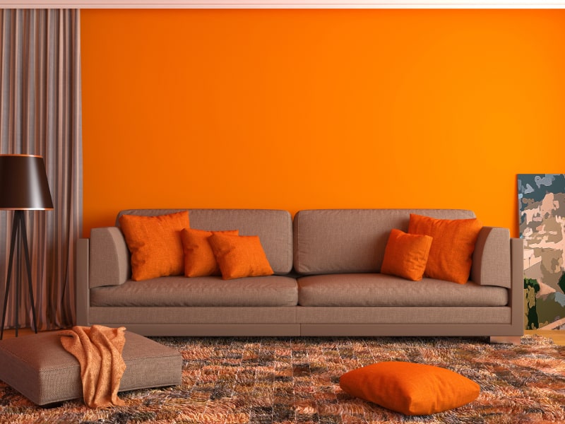 Orange Color Scheme Living Room Orange Non Woven Wallpaper Solid Color