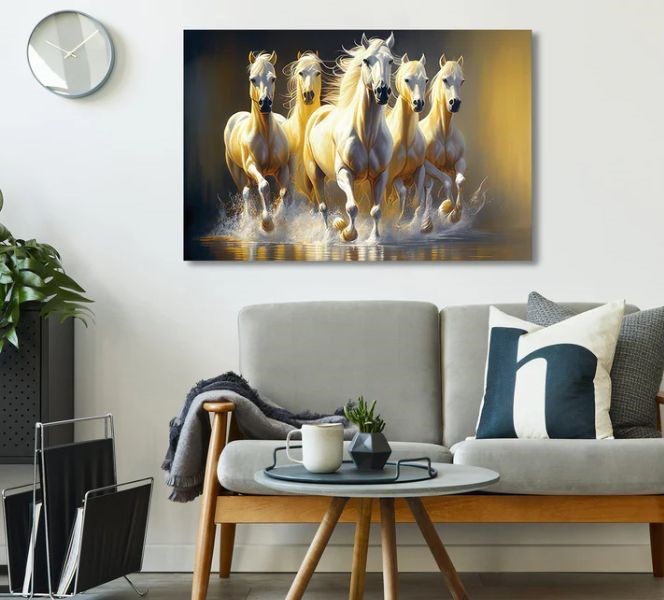 Elegant 7 horses wall painting for living room – Beautiful Homes