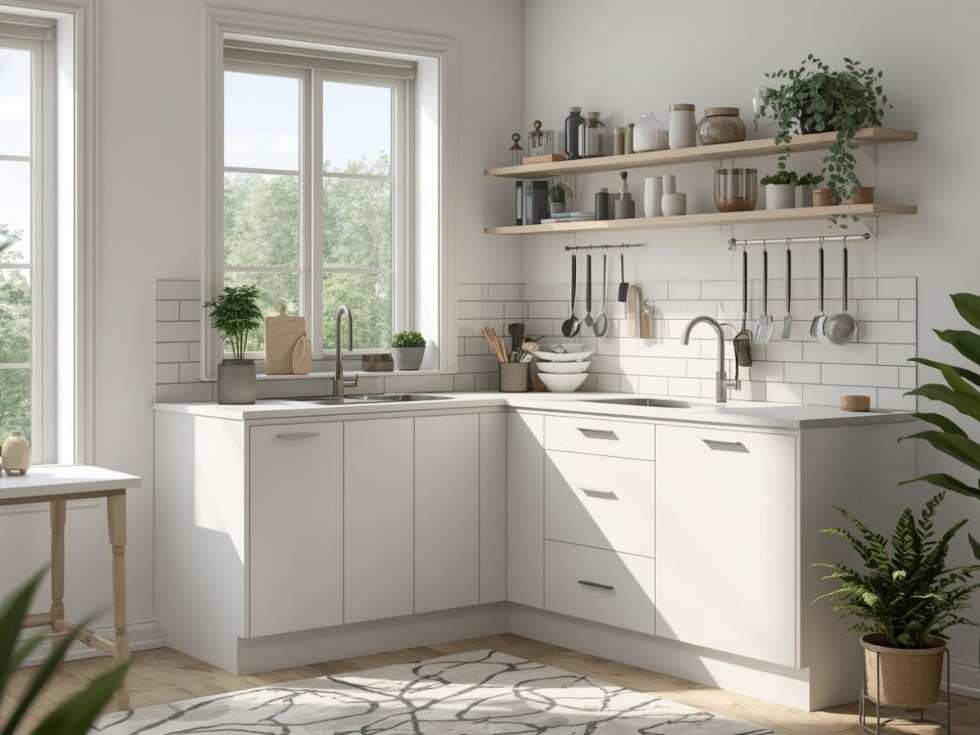 Contemporary kitchen corner sink cabinets - Beautiful Homes