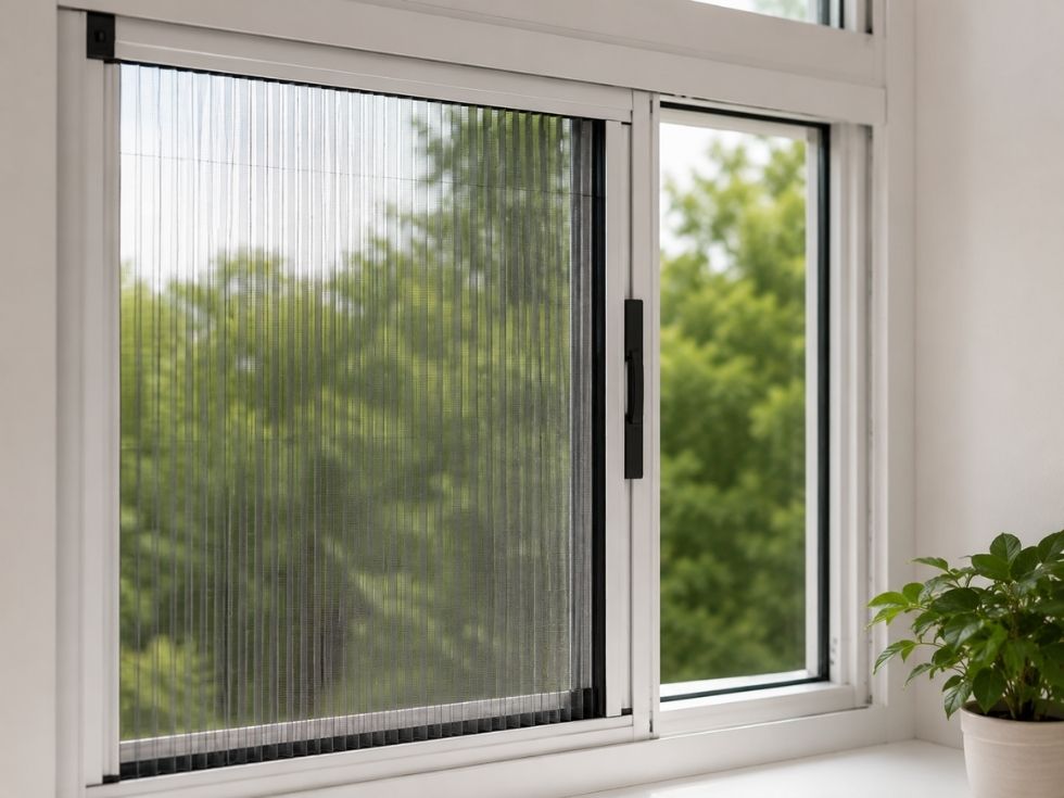 Sliding mosquito mesh screen installed on a uPVC window frame - Beautiful Homes