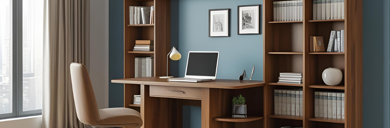 Study table with bookshelf design