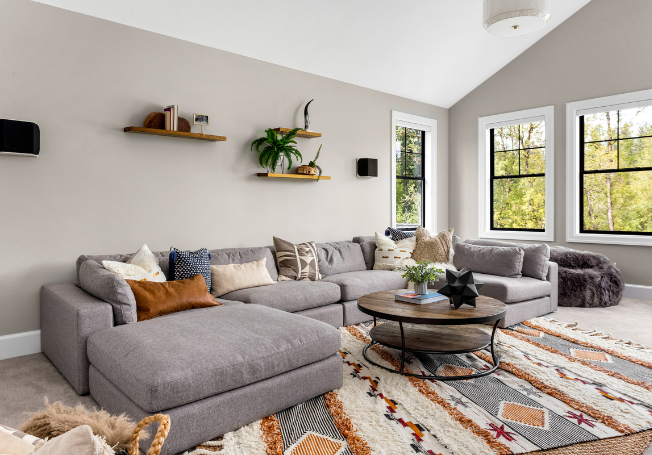 U-Shaped Sofa with Layered Cushions - Beautiful Homes