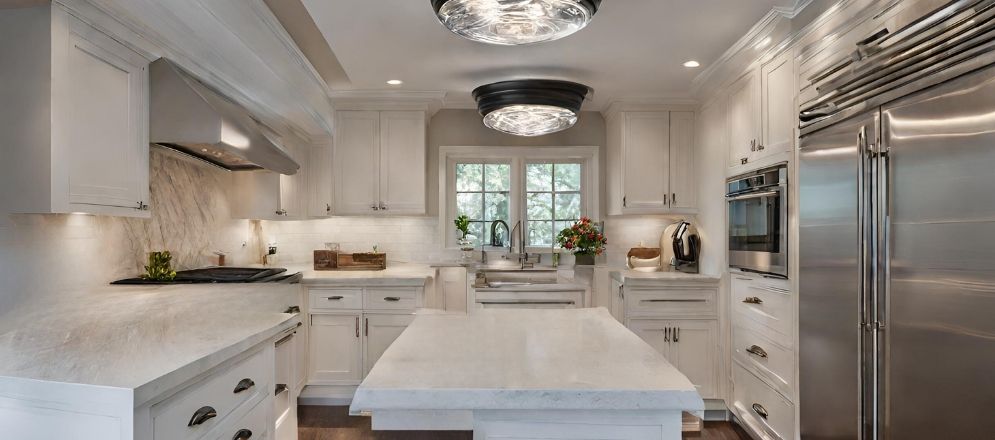 Chrome flush mount ceiling light for kitchen - Beautiful Homes