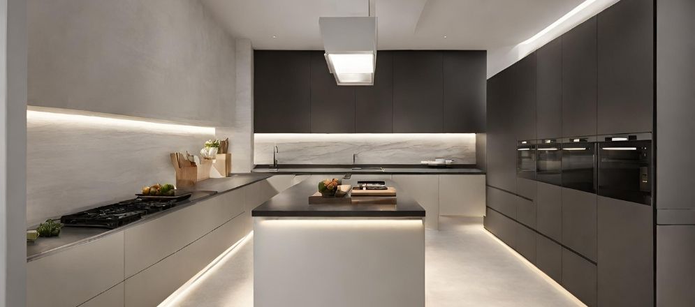 Linear lighting for a contemporary kitchen - Beautiful Homes