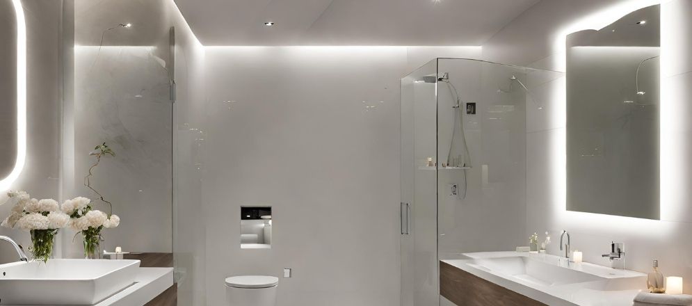 4100K colour temperature neutral white lighting in a bathroom - Beautiful Homes