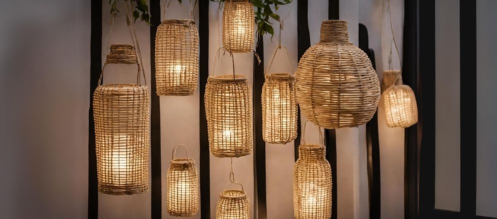Exterior wall lanterns made of rattan - Beautiful Homes