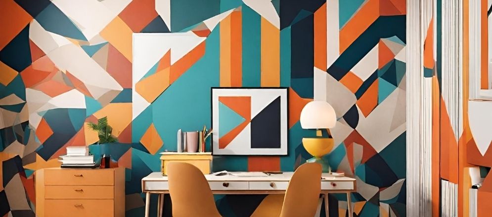 Abstract study room with colorful walls - Beautiful Homes