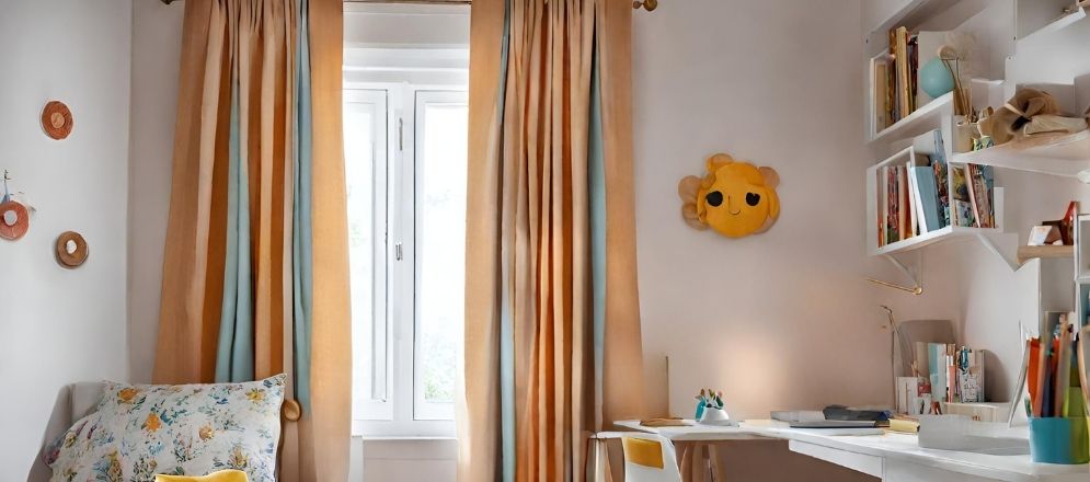 Orange and blue curtains - Beautiful Homes