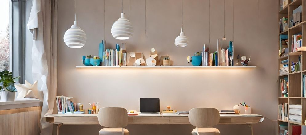 White designer hanging lights for study room - Beautiful Homes