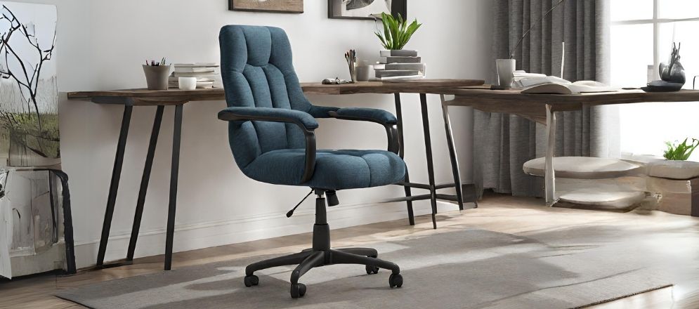 High back chair with blue upholstery - Beautiful Homes