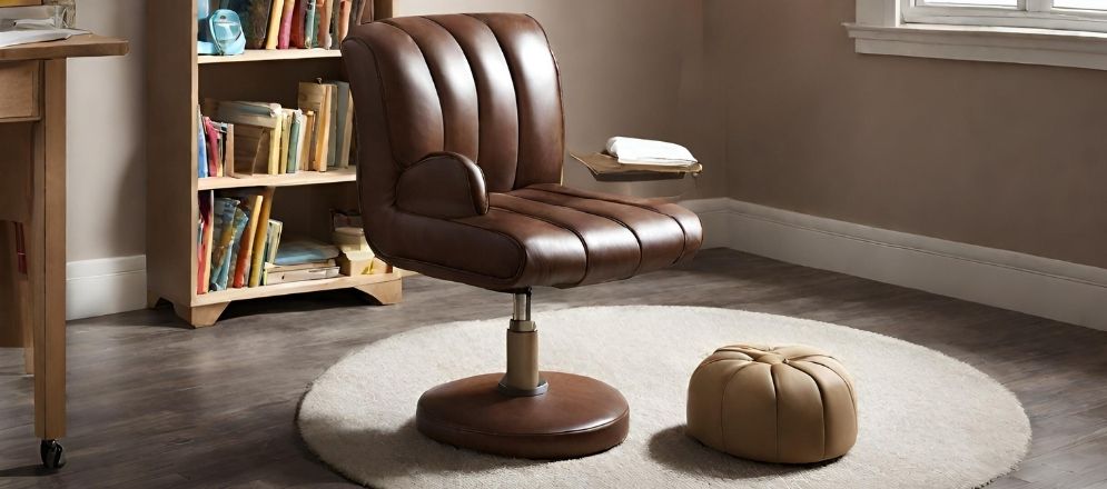 Leather upholstered chair with foot stool - Beautiful Homes