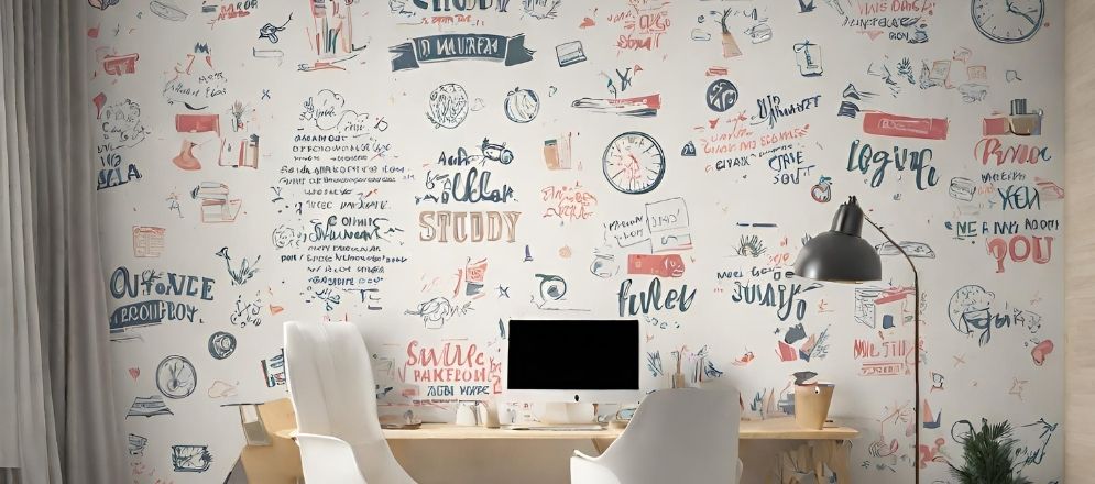 Study room with motivational wallpaper - Beautiful Homes