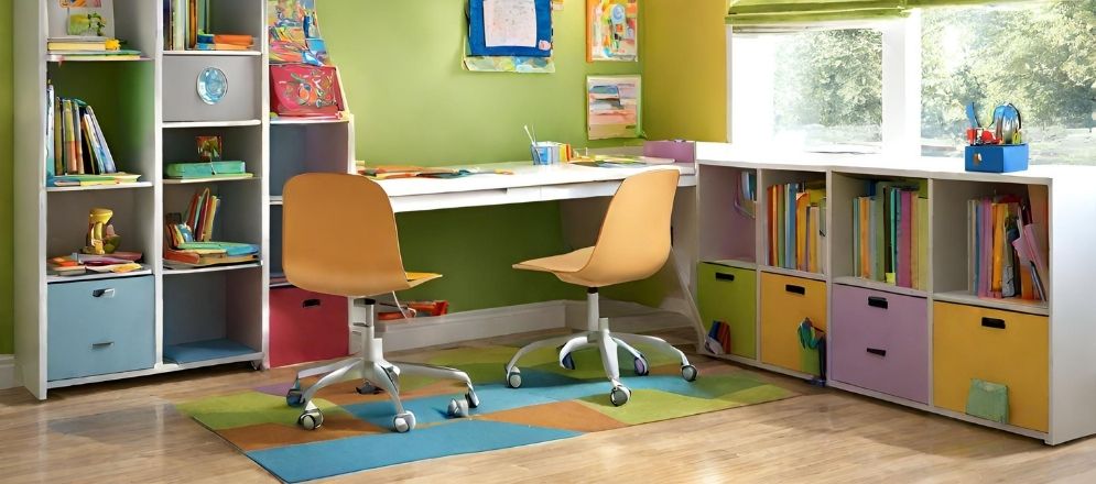 Orange chairs with wheels for study room - Beautiful Homes