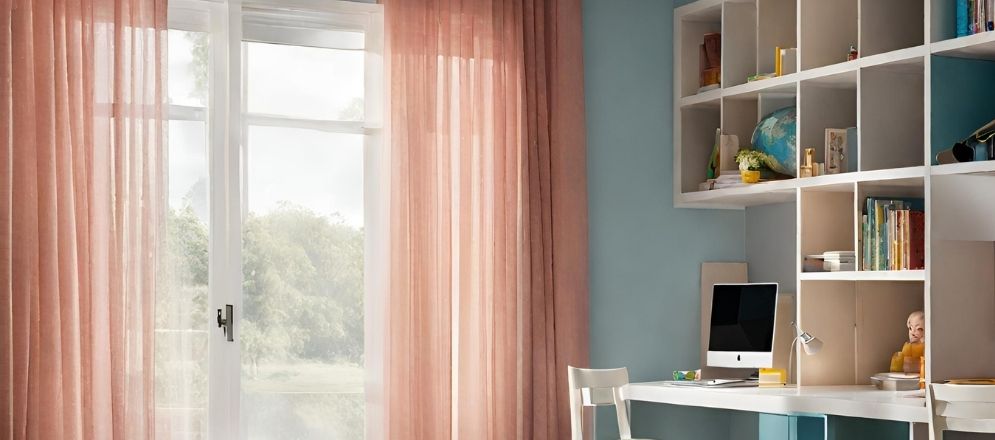 Pink sheer curtains for study room - Beautiful Homes