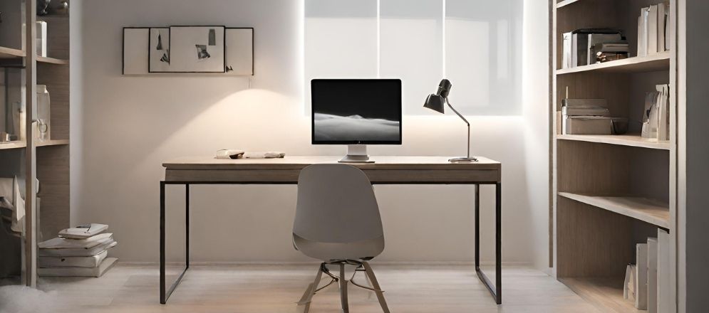 Wooden study table with desk lamp - Beautiful Homes