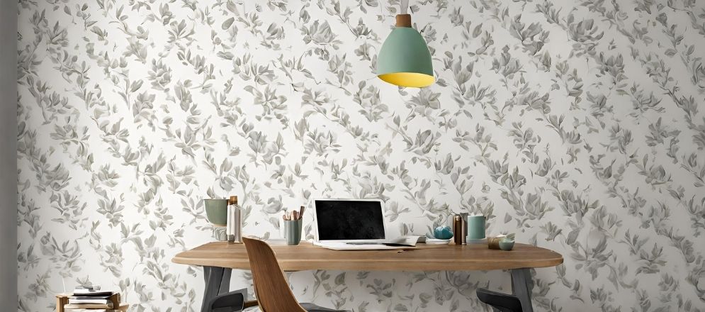 Wooden study table with vinyl wallpaper - Beautiful Homes