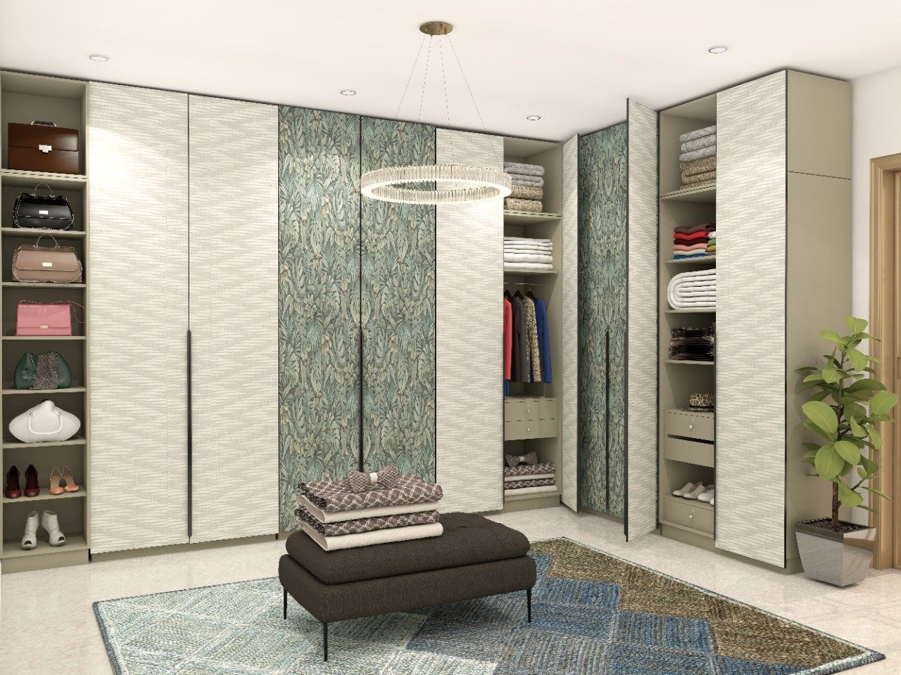 l shape wardrobe design with dressing table Asense