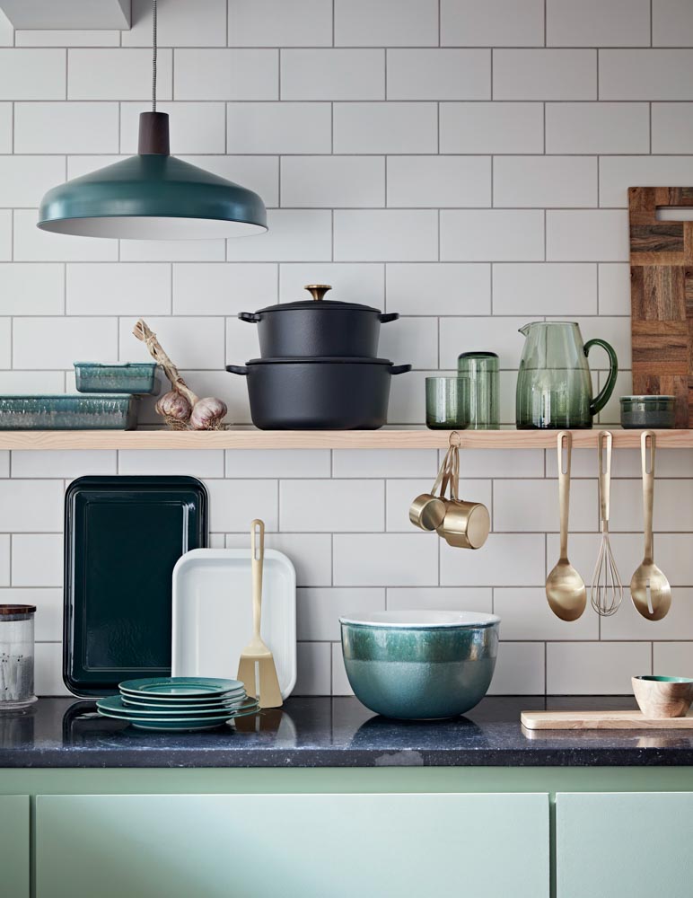 Classic wooden shelves for storage & organization purpose in the kitchen - Beautiful Homes