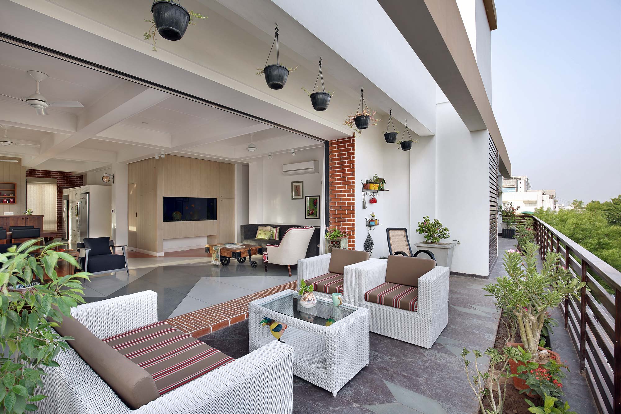 Simple terrace design attached to the living room - Beautiful Homes