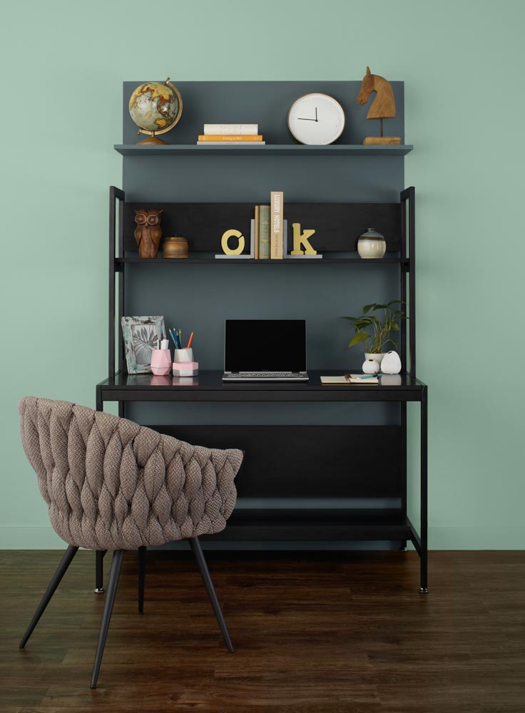 This workstation has an open book shelf & comes with foot rest for your home office - Beautiful Homes