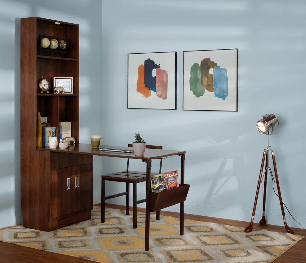 This work table cum bookshelf is foldable & functional for your home furniture - Beautiful Homes