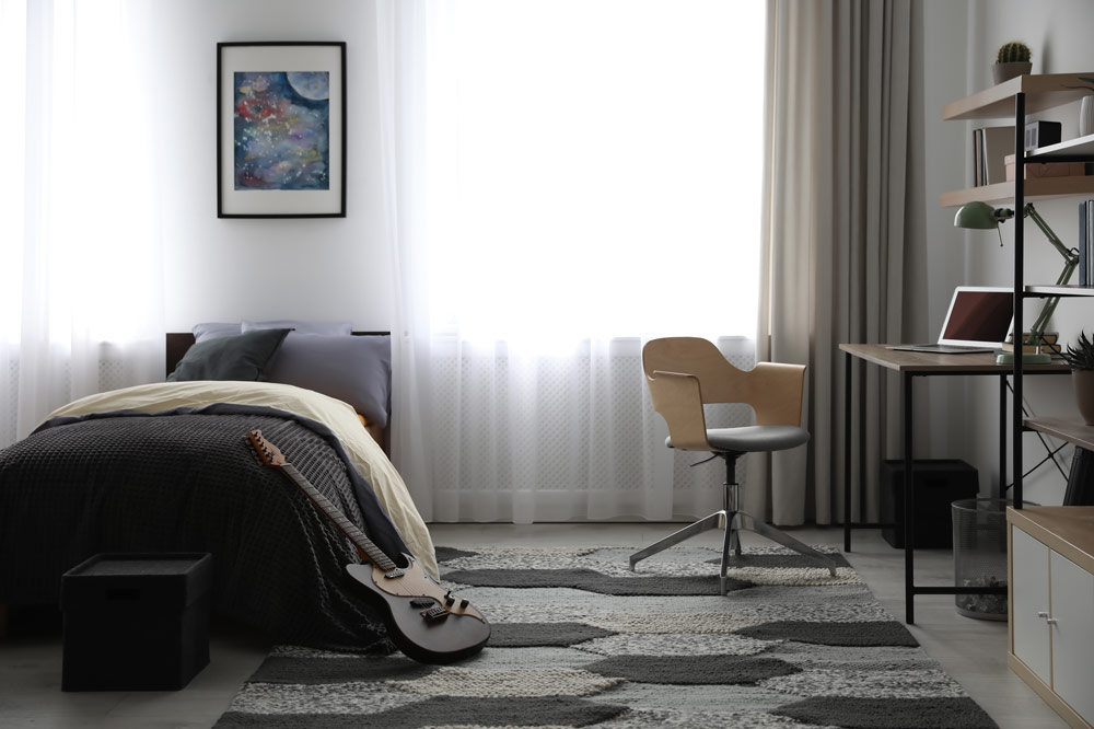 Bedroom dimensions & planning according to study table or home office space - Beautiful Homes   