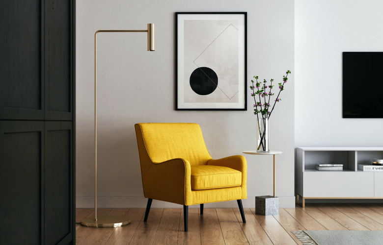 Accent sofa chair with standing floor lamp - Beautiful Homes