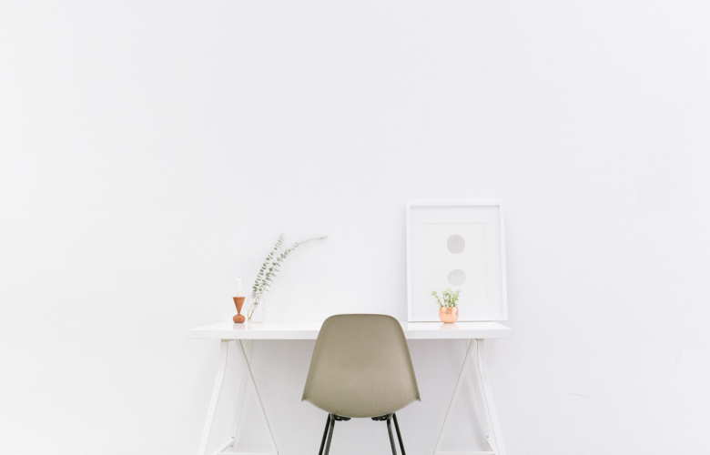 Armless accent chair in minimalist interior design - Beautiful Homes