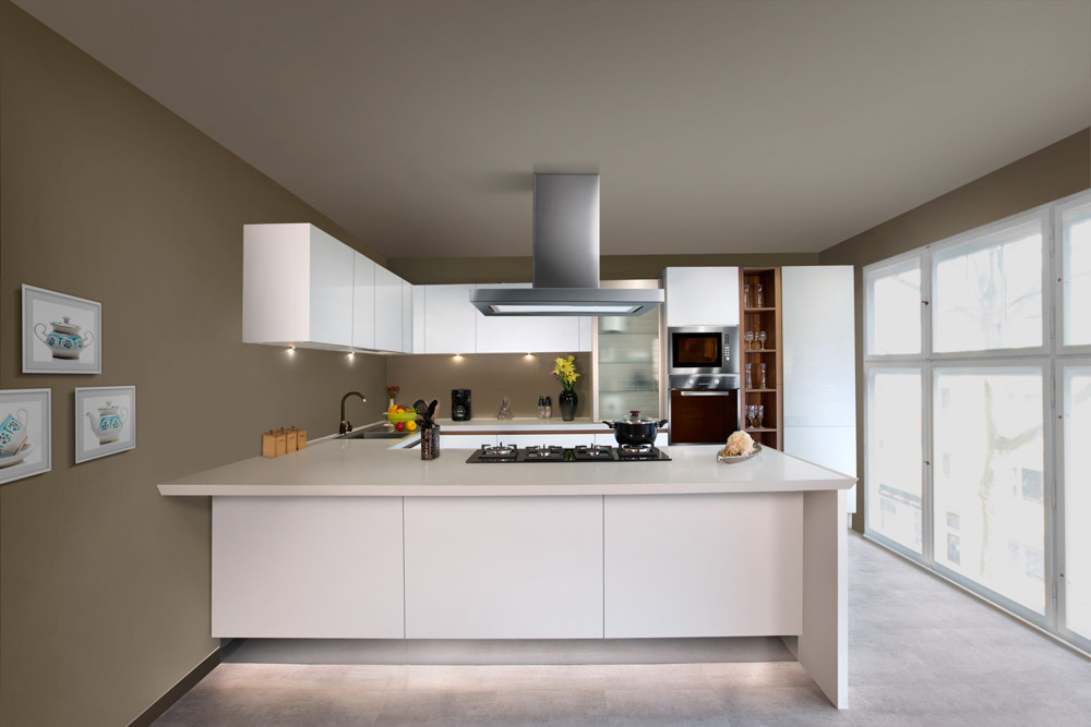 White kitchen design with white storage cabinets - Beautiful Homes