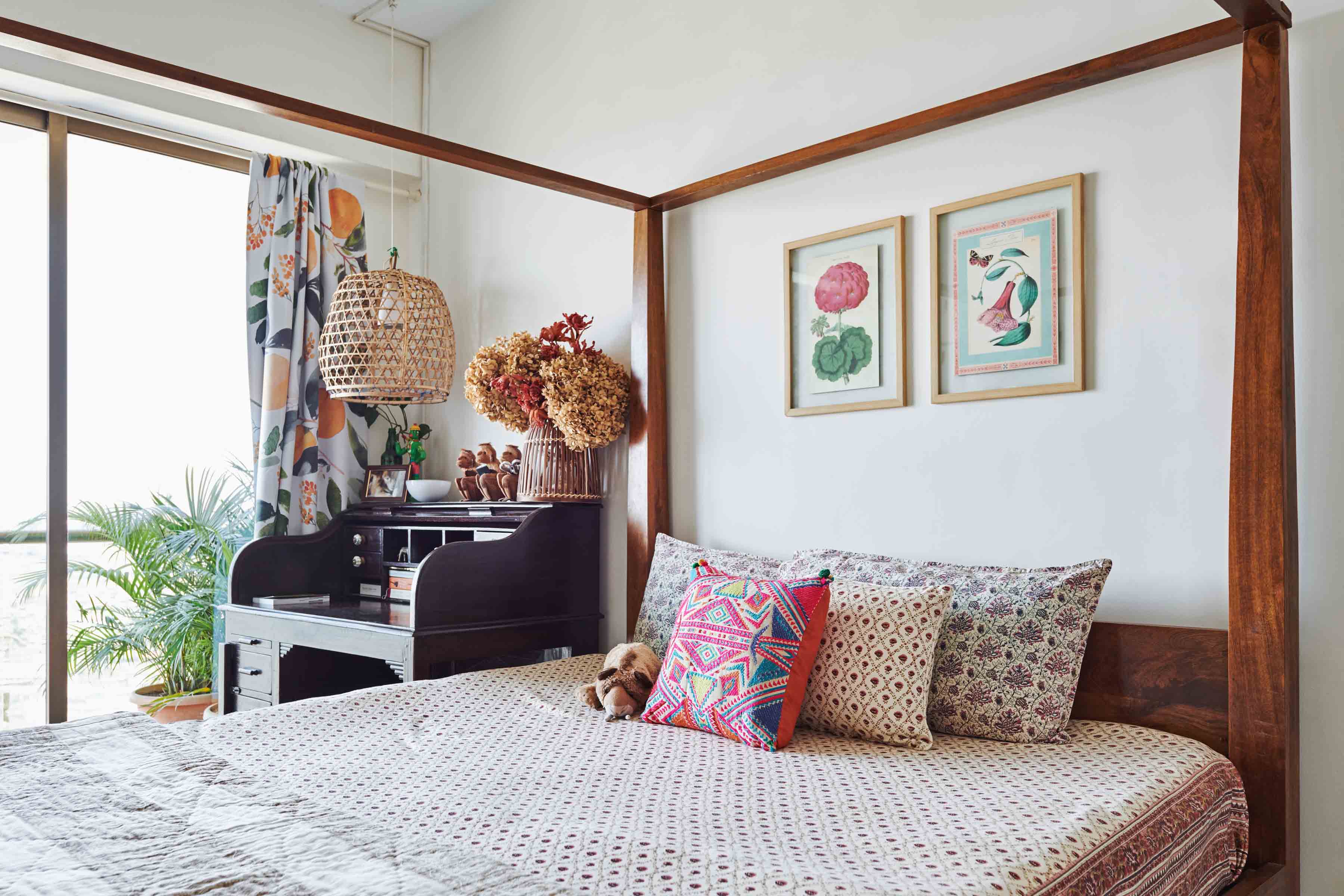 The bedroom with a work desk is designed entirely by Narain - Beautiful Homes