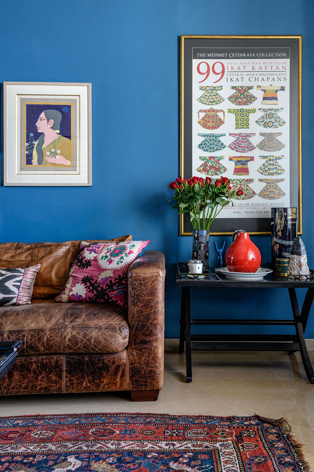 For Rajaram, the colour blue and the carpets hold the décor of the space together - Beautiful Homes
