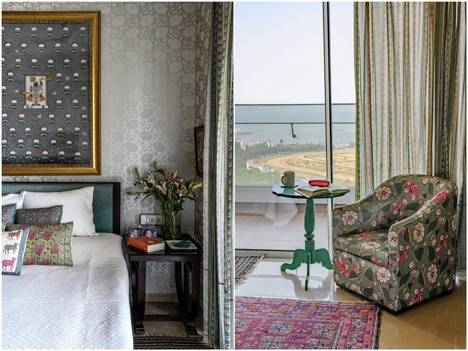 Rajaram’s bedroom has the most muted colours of the entire space - Beautiful Homes