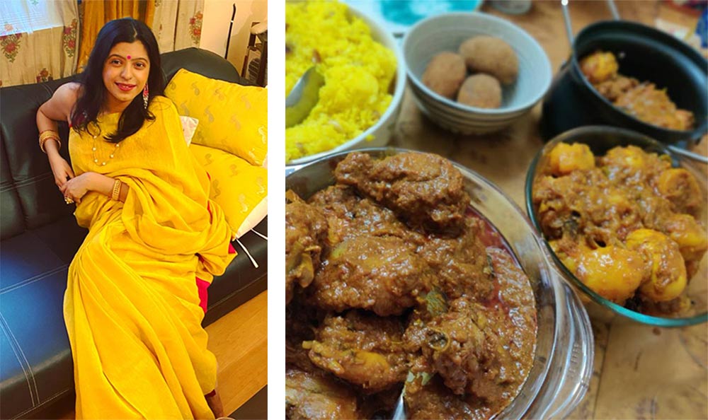 A photo of Shreemoyee Moitra next to a photo of food - Beautiful Homes