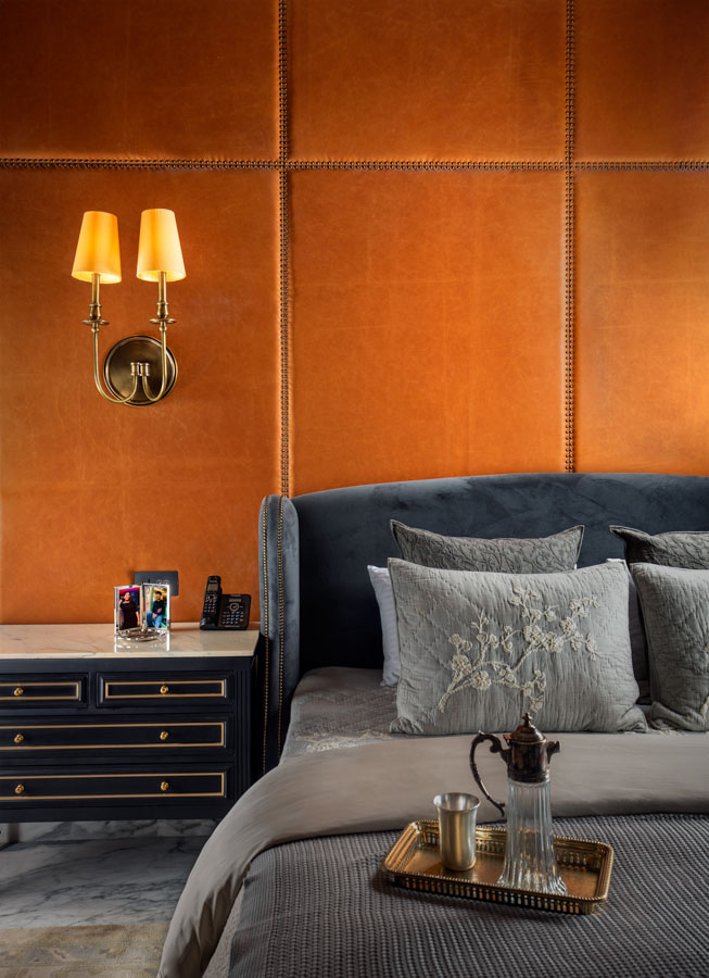 Sturdy Bedroom Side With Velvet Bed Headboard Design - Beautiful Homes