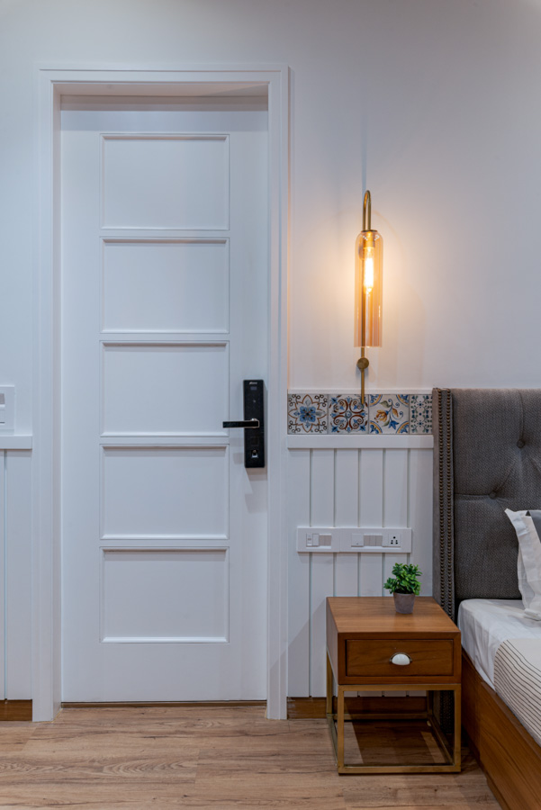 Wooden Bedside Table With Drawer Next To Bed - Beautiful Homes