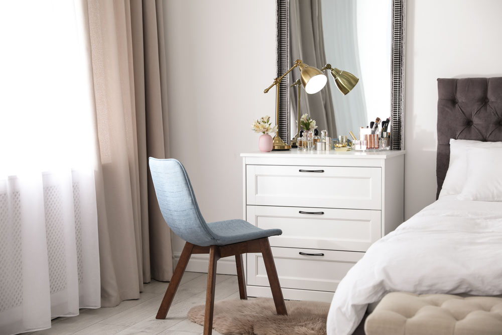 small dressing table design Modern Dressing Table with Adjustable Lighting and Multi-Drawer Storage for Small Spaces