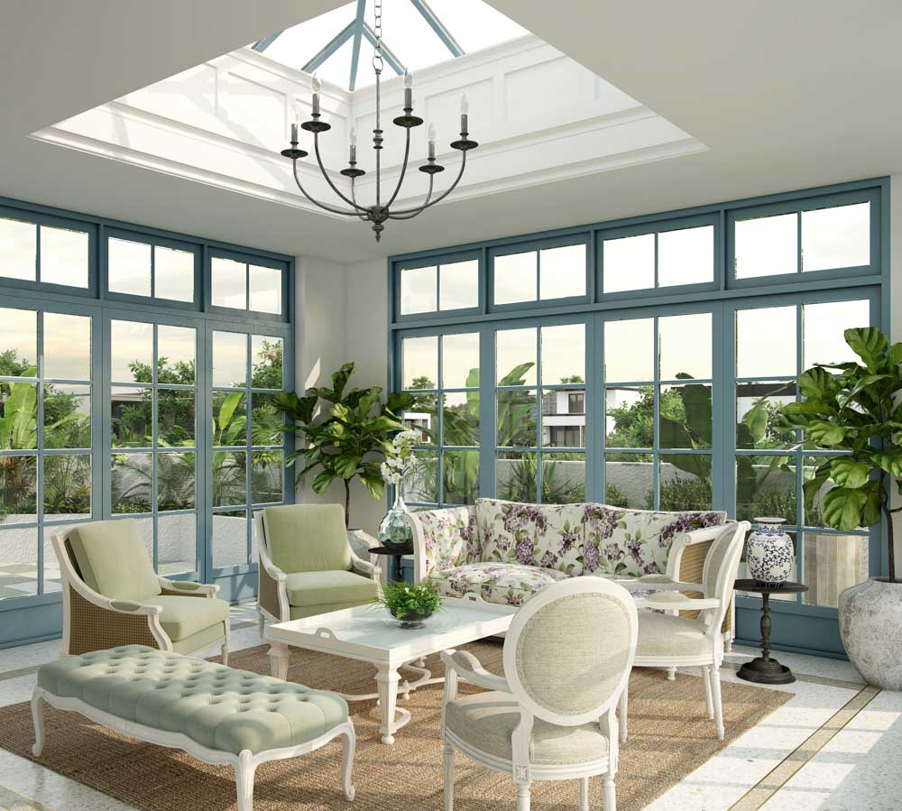 Beautiful pyramid skylight for a spacious living room design - Beautiful Homes